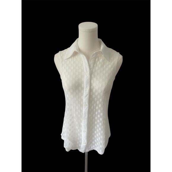 Cato Sheer Swiss Dot Sleeveless Blouse Sz S - Picture 1 of 4